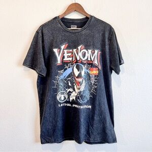 Marvel Venom Lethal Protector Graphic Tee Acid Wash Black Shirt L Heavyweight